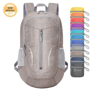 ZOMAKE 25L Ultra Lightweight Packable Backpack, Foldable Hiking Backpacks Water Resistant Small Folding Daypack for Travel(Light Gray)
