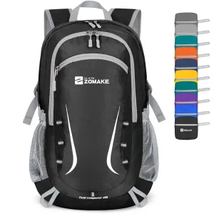 ZOMAKE Lightweight Packable Backpack 35L, Foldable Backpacks Water Resistant Collapsible Light Daypack for Hiking(Black)