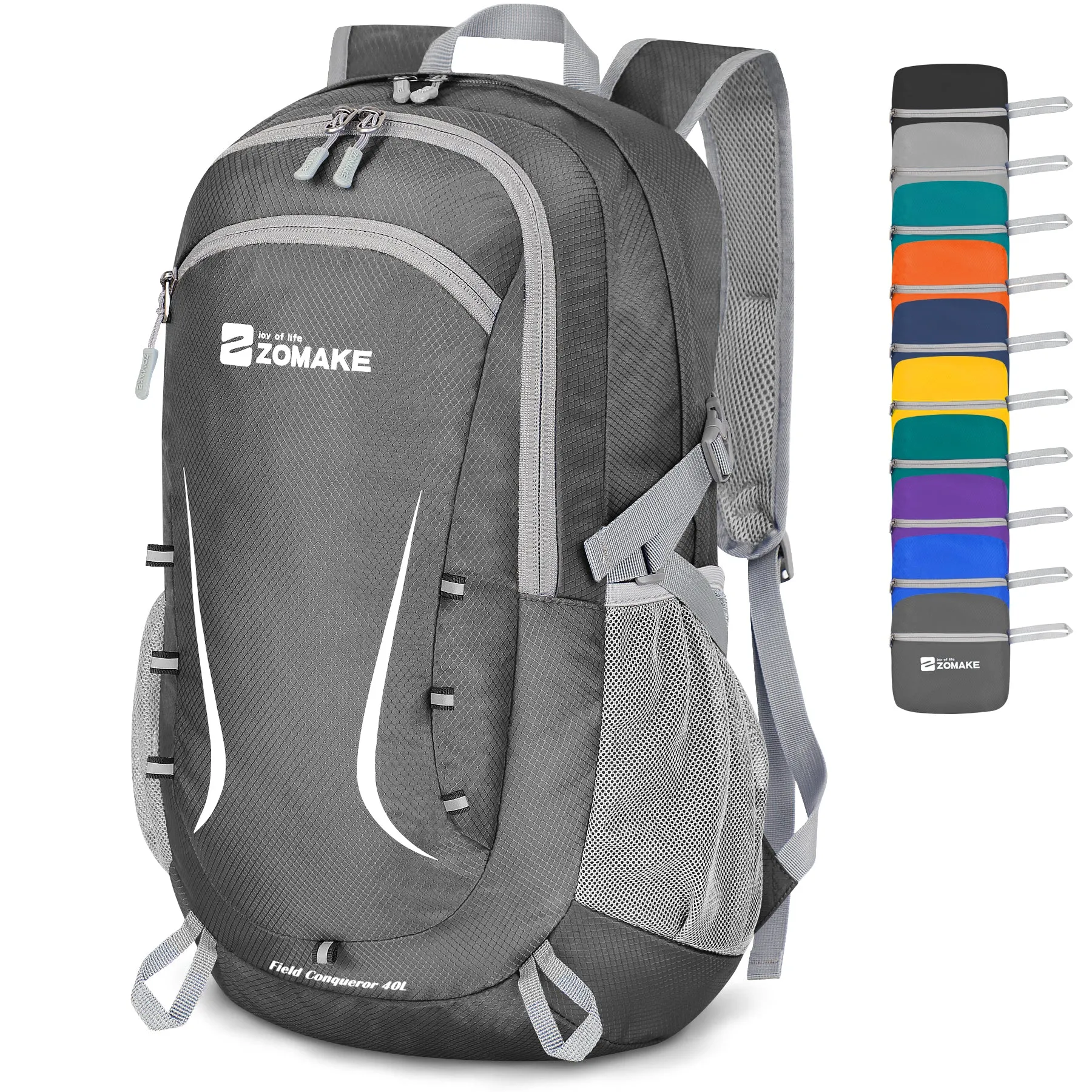 ZOMAKE Lightweight Packable Backpack 35L, Foldable Backpacks Water Resistant Collapsible Light Daypack for Hiking(Medium Grey)