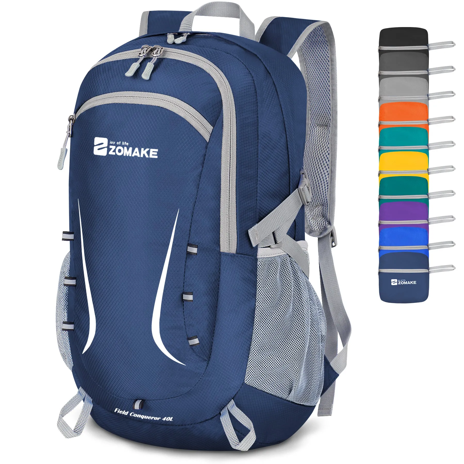 ZOMAKE Lightweight Packable Backpack 35L, Foldable Backpacks Water Resistant Collapsible Light Daypack for Hiking(Navy Blue)