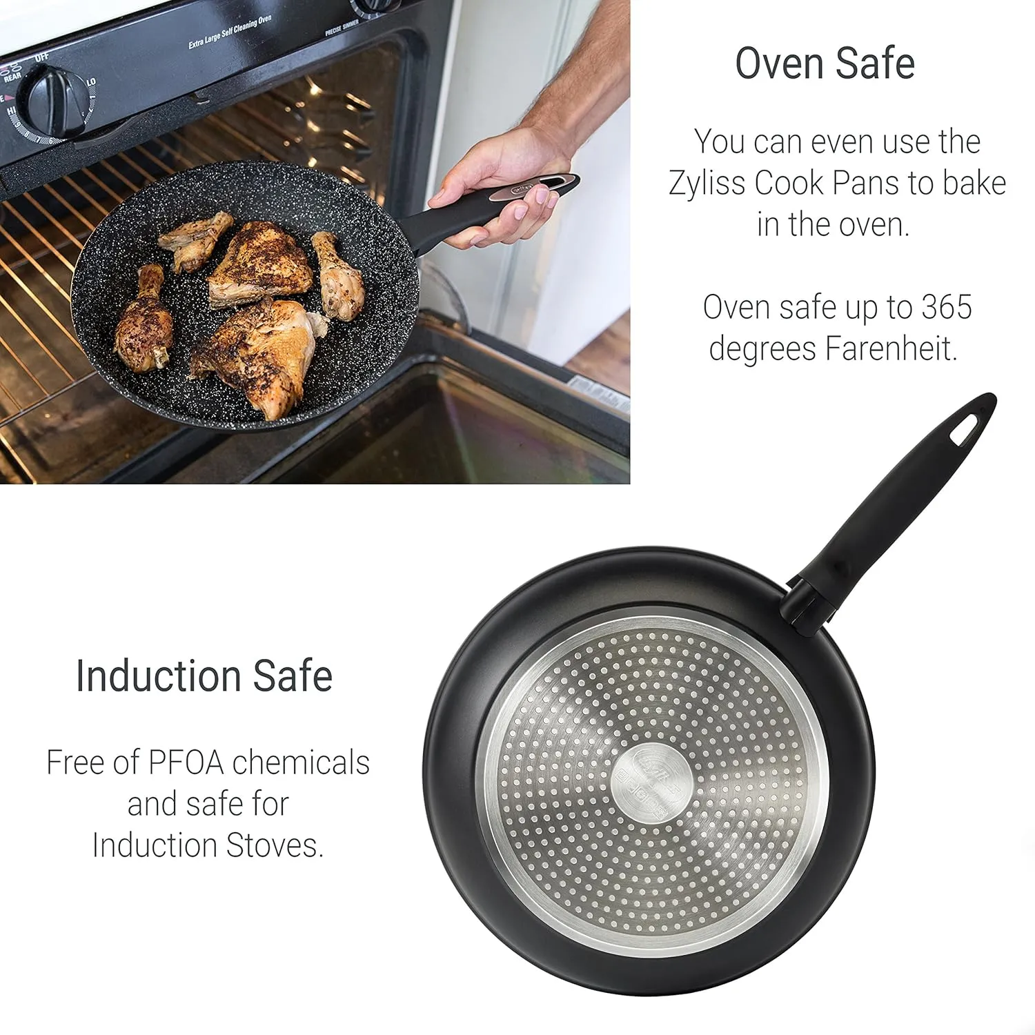 Zyliss Ultimate Nonstick Fry Pan - Ceramic Frying Pan - Non-Stick & Induction Frying Pan - Dishwasher and Metal Utensil Safe Cooking Pan - 8 inches